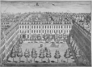 Madártávlati kilátás a Devonshire Square-re, City of London, 1740.