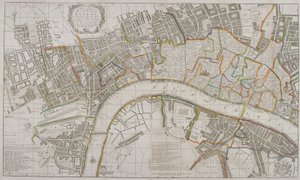 Westminster, London City, Southwark és a környező területek térképe, 1739