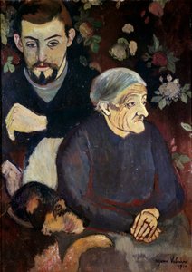 Portré Maurice Utrillo festőről, nagyanyjáról és egy kutyáról Suzanne Valadon (1865-1938) festménye