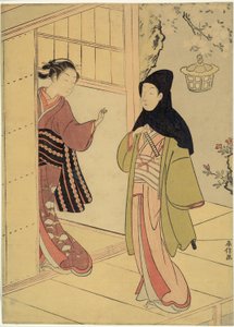 Egy esti látogatás (Junidan Soshi paródiája) alkotó: Suzuki Harunobu