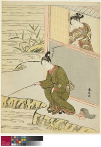 Beauty Teasing egy fiatal férfi horgászata, c. 1768 alkotó: Suzuki Harunobu