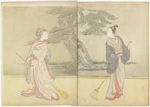 A Meiwa 2 naptárnyomtatása és a No_ Play Takasago mitate, 1765 alkotó: Suzuki Harunobu