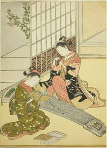 Leszálló libák a Koto-hidakról (Kotoji no rakugan), a "Nyolc nézet a szalonból (Zashiki hakkei)" sorozatból alkotó: Suzuki Harunobu