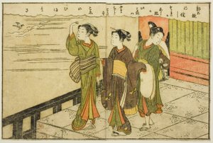Kétoldalas illusztráció a kötetből. A tavaszi brokátok képkönyve (Ehon haru no nishiki) 2. része alkotó: Suzuki Harunobu