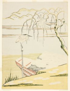 Kócsagok a hóban alkotó: Suzuki Harunobu