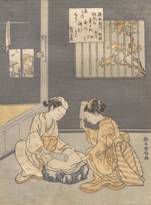 Telítőkendő a Jewel folyónál Kinuta no Tamagawa, kb. 1768., kb. 1768. alkotó: Suzuki Harunobu
