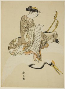 Daruzó lány (Hi Chobo [kínaiul: Fei Zhangfang] paródiája) alkotó: Suzuki Harunobu