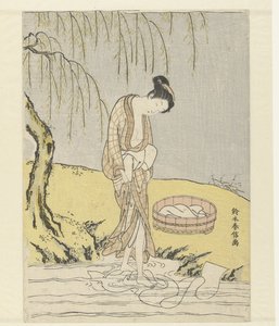 Lepedőmosó nő alkotó: Suzuki Harunobu