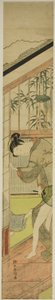 Férfi húzza egy nő Kimono alkotó: Suzuki Harunobu