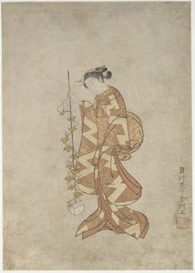 Kaga no Chiyo költőnő modern ábrázolása alkotó: Suzuki Harunobu