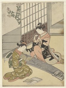 Ülő libák a koto hidaknál Nyolc szalonarc (sorozat címe) Zashiki hakkei (sorozat címe) alkotó: Suzuki Harunobu