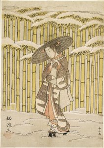 Elhaladva a Bamboo Grove mellett alkotó: Suzuki Harunobu