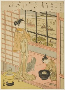 Emberek sora ismét Shinagawánál (Shinagawa normája), a te sorozatból: „Angol ght fascio be view ws of Edo (furyu Eight Views of Edo)” alkotó: Suzuki Harunobu
