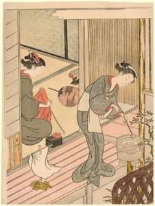 A törölközőtartó visszatérő vitorlái (Tenugui-kake no kihan), a "Nyolc nézet a szalonból (Zashiki hakkei)" sorozatból alkotó: Suzuki Harunobu