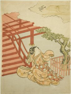 A kakukk hívása a felhők fölött (Minamoto no Yorimasa paródiája) alkotó: Suzuki Harunobu