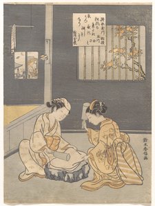 A posztóványolás Ékkő folyója, híres hely Settsu tartományban (Tōi no Tamagawa, Settsu no meisho), a Hat Ékkő folyó című, cím nélküli sorozatból (Mu Tamagawa) alkotó: Suzuki Harunobu
