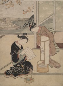 A lámpa esti izzása: Nyolc kilátás a szalonra alkotó: Suzuki Harunobu