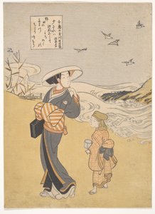 „A lilek ékkő folyója, híres hely Mucu tartományban”, a Hat ékkő folyó sorozatból (Mu Tamagawa: Chidori no Tamagawa, Mutsu meisho) alkotó: Suzuki Harunobu