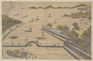 Fukagawa látképe, Edo alkotó: Suzuki Harunobu