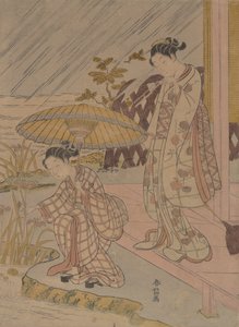 Írisz megtekintése az esőben, 1764-70., 1764-70. alkotó: Suzuki Harunobu