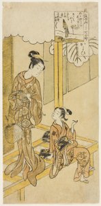 Visiting (Kayoi), from the series "The Seven Fashionable Aspects of Komachi (Furyu yatsushi nana Komachi)" alkotó: Suzuki Harunobu