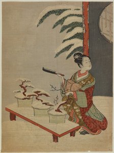 A Hachi no ki nó-dráma vizuális paródiája alkotó: Suzuki Harunobu