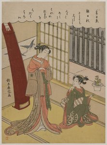 Nő és szolgálólány, 1760-as évek vége. alkotó: Suzuki Harunobu