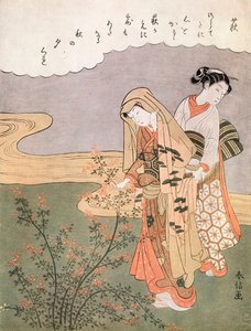 Fiatal hölgy és szobalány, 1745-1770. alkotó: Suzuki Harunobu