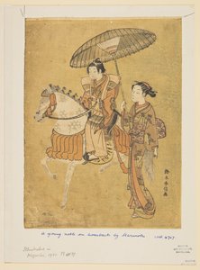 Fiatal nemes lóháton alkotó: Suzuki Harunobu