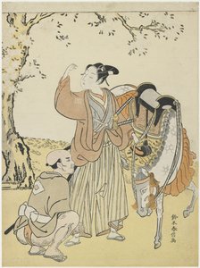 Fiatal szamuráj cseresznyevirágzást néz Kaoru herceg mitátusaként, c. 1767 alkotó: Suzuki Harunobu