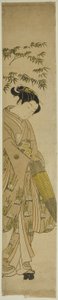 Fiatal nő séta a hóban alkotó: Suzuki Harunobu