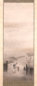 Yoshiwara és Shinagawa (tinta, szín és arany selyemen) alkotó: Suzuki Kiitsu