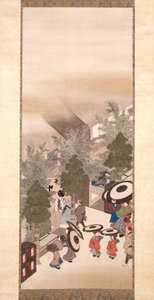 Yoshiwara és Shinagawa (tinta, szín és arany selyemen) alkotó: Suzuki Kiitsu