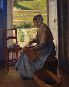 Woman Carding (olaj, vászon)
