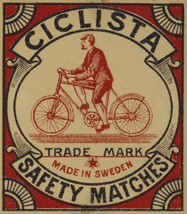 Ciclista biztonsági gyufa címke alkotó: Swedish School