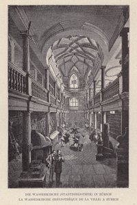 The Wasserkirche, Városi Könyvtár, Zürich, La Wasserkirche, Bibliotheque de la Ville, Zürich (metszet) alkotó: Swiss School
