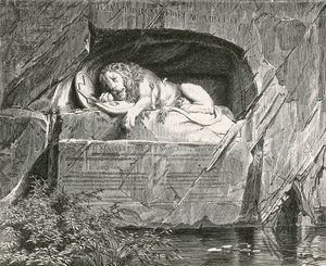 Luzern-i emlékmű a svájci gárdistáknak, akik elestek a francia királyi család védelmében, 1792. augusztus 10. alkotó: Swiss School