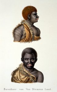 Van Diemans Land szülöttei, pl. Tasmania, az Ethnological Study of Various Racial Types from Various Continents, C.I. Brodtmann, 1824 alkotó: Swiss School