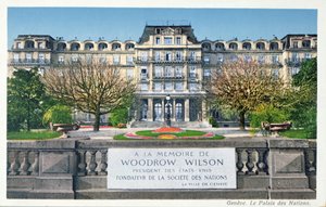 Képeslap a Palais des Nations Genfben, képeslap 1924 körül alkotó: Swiss School