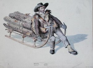 Szánkó a Berni kerületből, 19. század eleje (színes metszet) alkotó: Swiss School