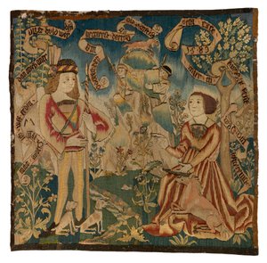 Tapestry panel depicting the Hunt of the Unicorn, made in Switzerland or Upper Rhineland alkotó: Swiss School