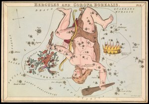 Hercules és Corona Borealis, 1825 körül (kártya, papír, szövet )