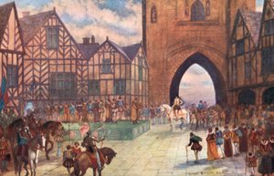 I. Jakab király látogatása Chesterben, Kr. u. 1617. alkotó: Sydney Herbert