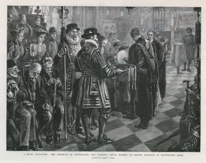 Királyi alamizsna (metszet) alkotó: Sydney Prior Hall