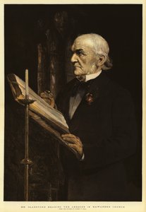 Gladstone úr a Lessons in Hawarden Church-ben olvassa