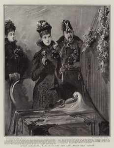 Alexandra királynő elindítja az új H M S Queen csatahajót alkotó: Sydney Prior Hall