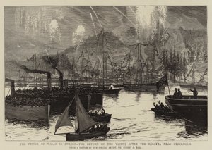 A walesi herceg Svédországban, a jachtok visszatérése a stockholmi regatta után alkotó: Sydney Prior Hall