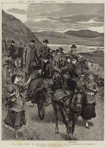 Királyi látogatás Írországban, átkelve a Dunloe szakadékán, Killarney államban alkotó: Sydney Prior Hall