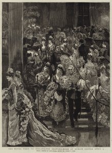 A királyi látogatás Írországban, a dublini kastély rajzterme, április 9. alkotó: Sydney Prior Hall