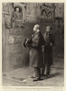 Királyi látogatás Stratford-on-Avonban, a walesi hercegben Shakespeare sírjánál
